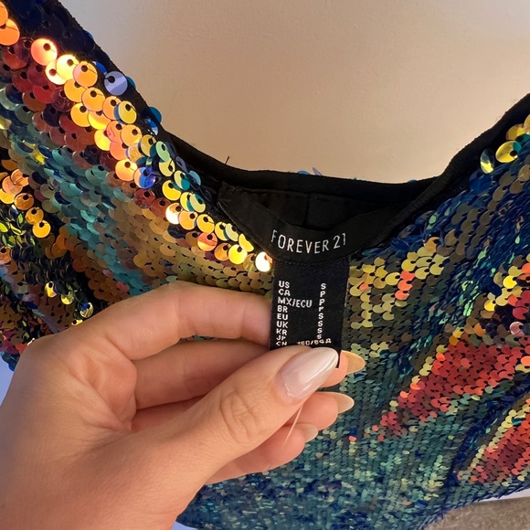 Multi color shifting sequin mini dress size small - Picture 5 of 6